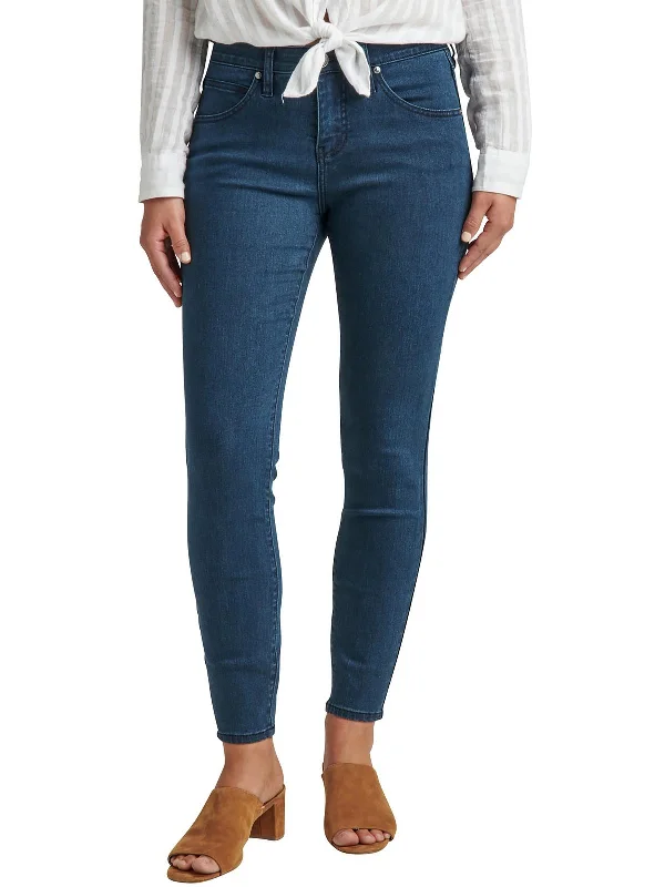 trendy oversized boyfriend jeans for ladies -Cecilia Womens Mid Rise Stretch Skinny Jeans