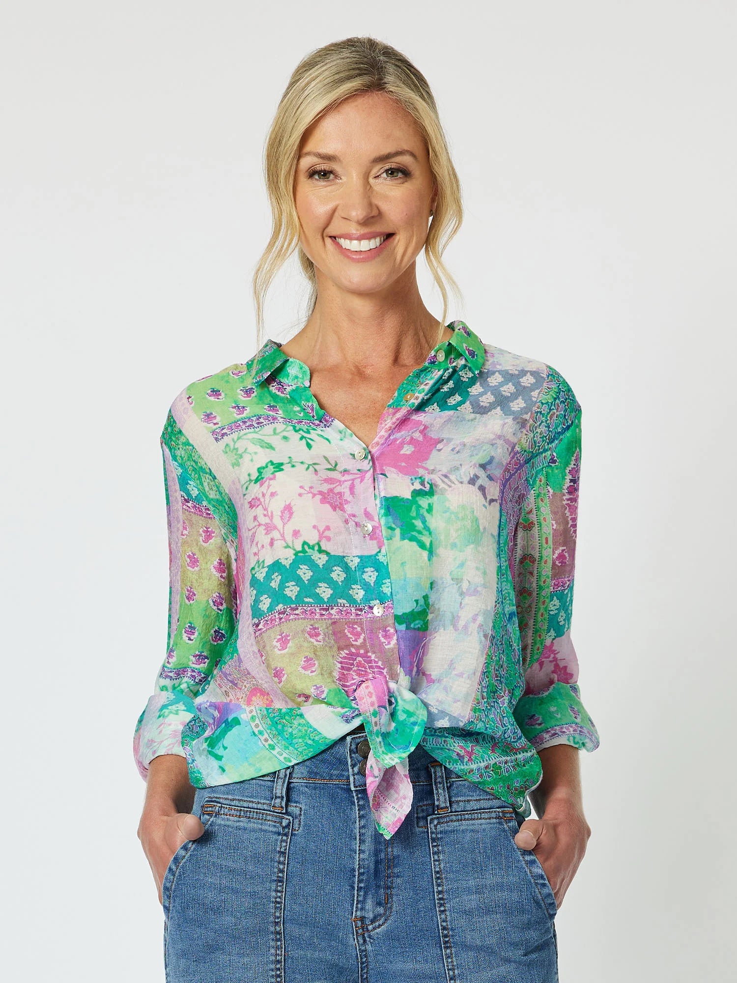 women's breathable activewear top -Tuscan Print Shirt