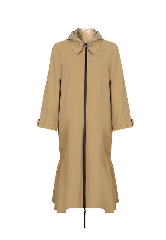 fitted wool blend coat for women -Chelsea Hooded Raincoat