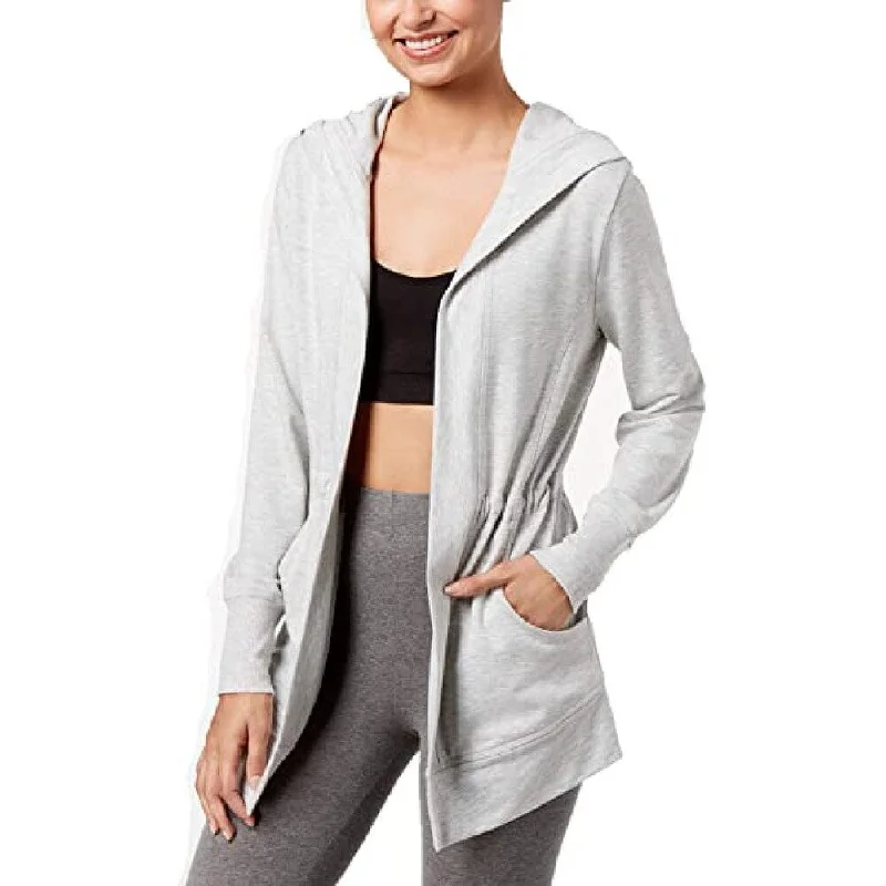 ladies' lightweight anorak coat -Ideology Women's Hooded Fitness Cardigan Grey Size Medium