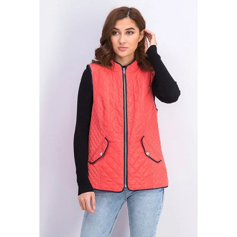 stylish longline coat for women -Charter Club Women's Quilted Stand-Collar Vest Orange Size Small