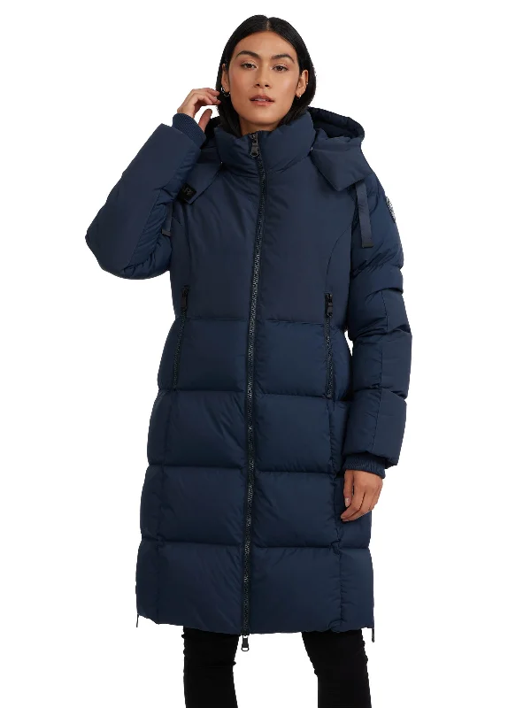 women's thermal long coat -Pajar Women’s Zaniah Mixed Media Quilted Puffer with Detachable Hood