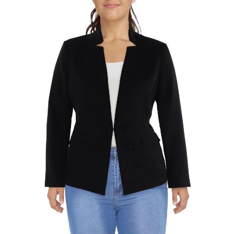 women's bohemian style kimono jacket -Tahari ASL Womens Solid  Double-Breasted Blazer