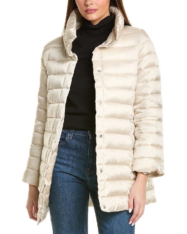 zip-up casual anorak jacket for women -Tahari Puffer Coat