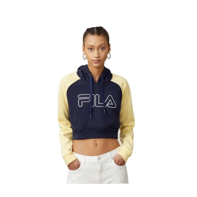 women's double-breasted coat -Fila Women's Valeria Hoodie Navy Size Large