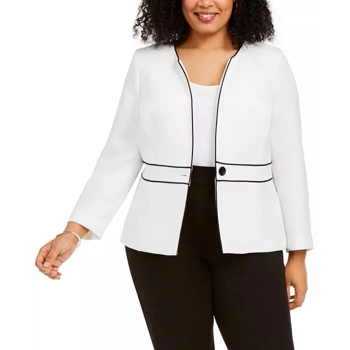 military-style coat for women -Kasper Women's Piped Jacket White Size Petite Small - Petite Small