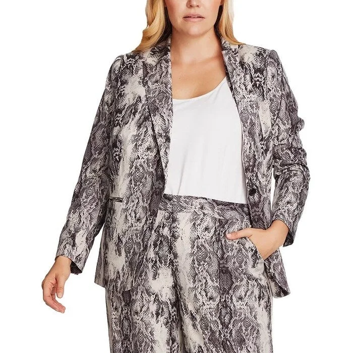 professional work blazer for women -Vince Camuto Women's Demure Snake Print Jacket Grey Size 22W