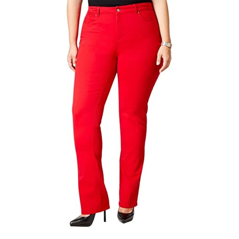 soft stretch denim leggings for women -Charter Club Women's Lexington Straight-Leg Jeans Red Size 4