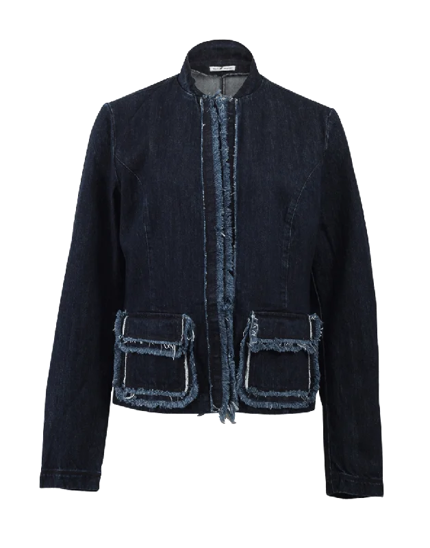 casual oversized shacket for women -Denim Frayed Jacket