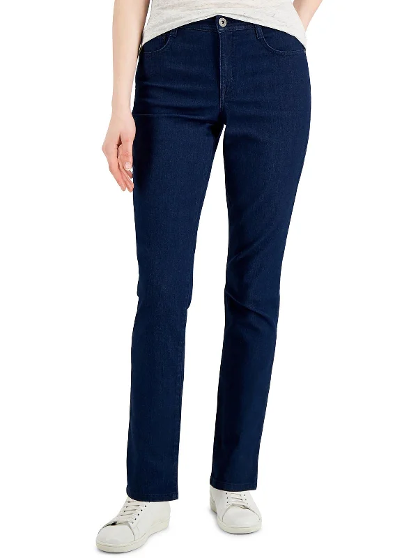 wide-legged retro jeans for ladies -Petites Womens Denim Slim Jeans