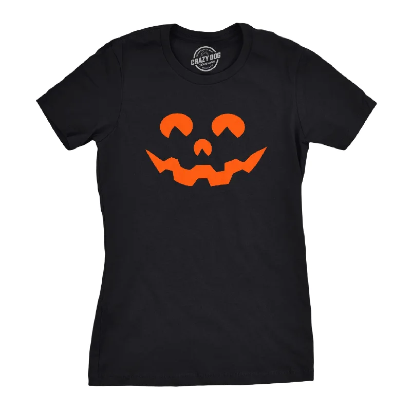 stylish smocked top for ladies -Cartoon Eyes Pumpkin Face Women's T Shirt