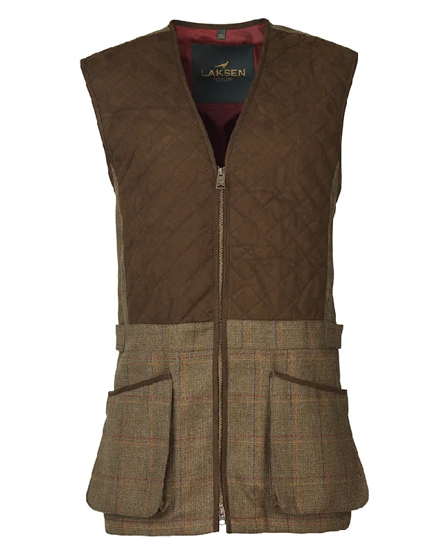 professional work blazer for women -Laksen Woolston Tweed Glenogil Zip Shooting Vest