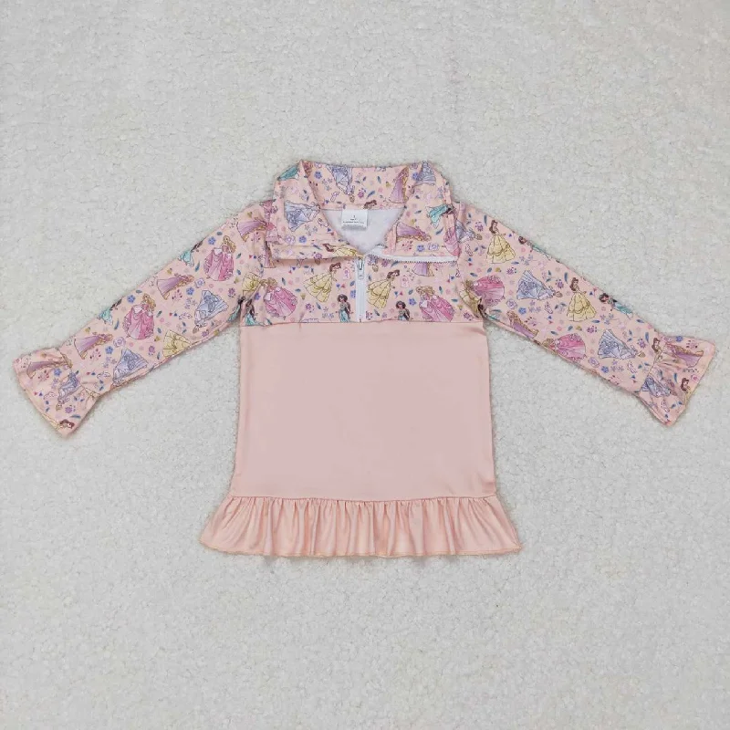 trendy velvet crop top for ladies -GT0297 baby girl clothes princess girl winter shirt top zipper pullover