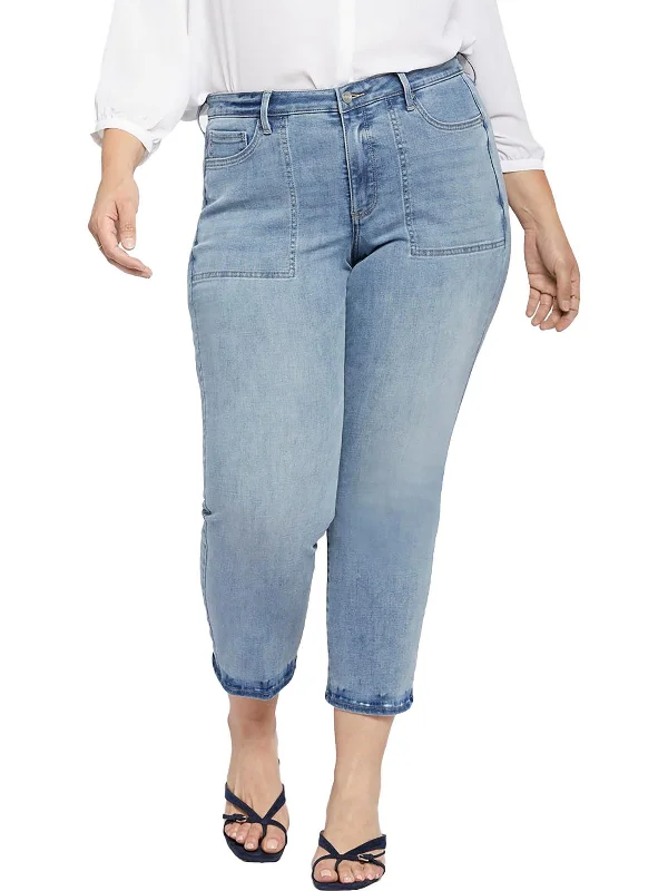 ladies' cropped denim pants -Plus Piper Womens Lift Tuck Technology Relaxed Ankle Jeans