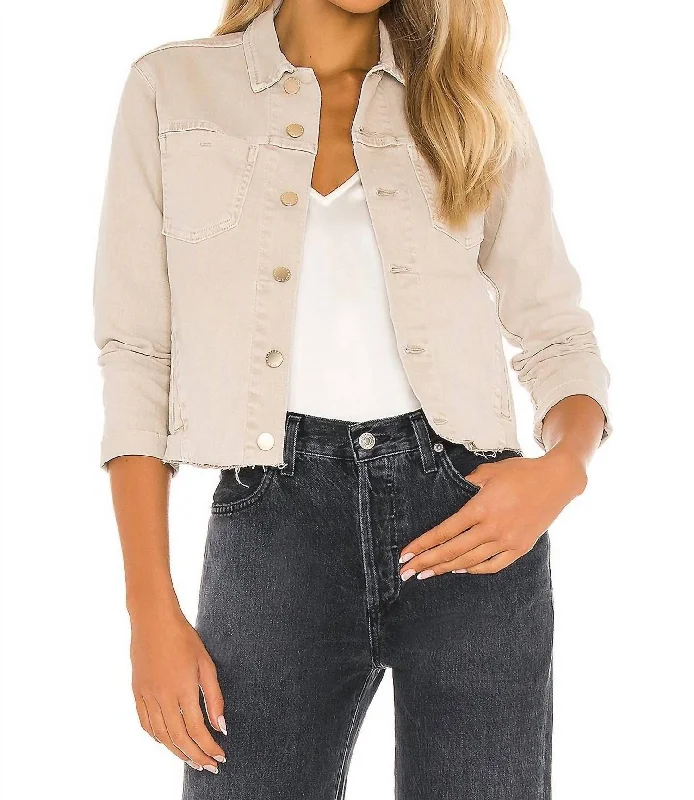 women's lightweight jacket -Janelle Denim Jacket In Biscuit