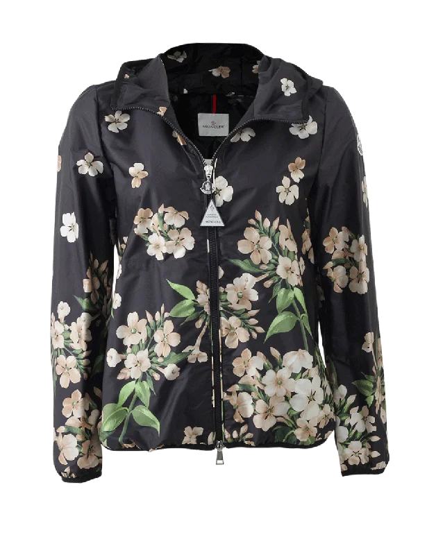 women's double-breasted coat -Floral Rain Jacket