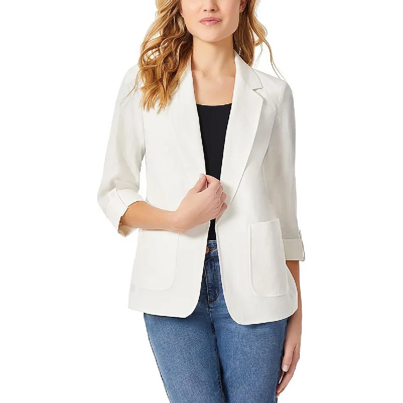 warm down coat for women -Jones New York Womens Shoulder Pads Long Sleeve Open-Front Blazer