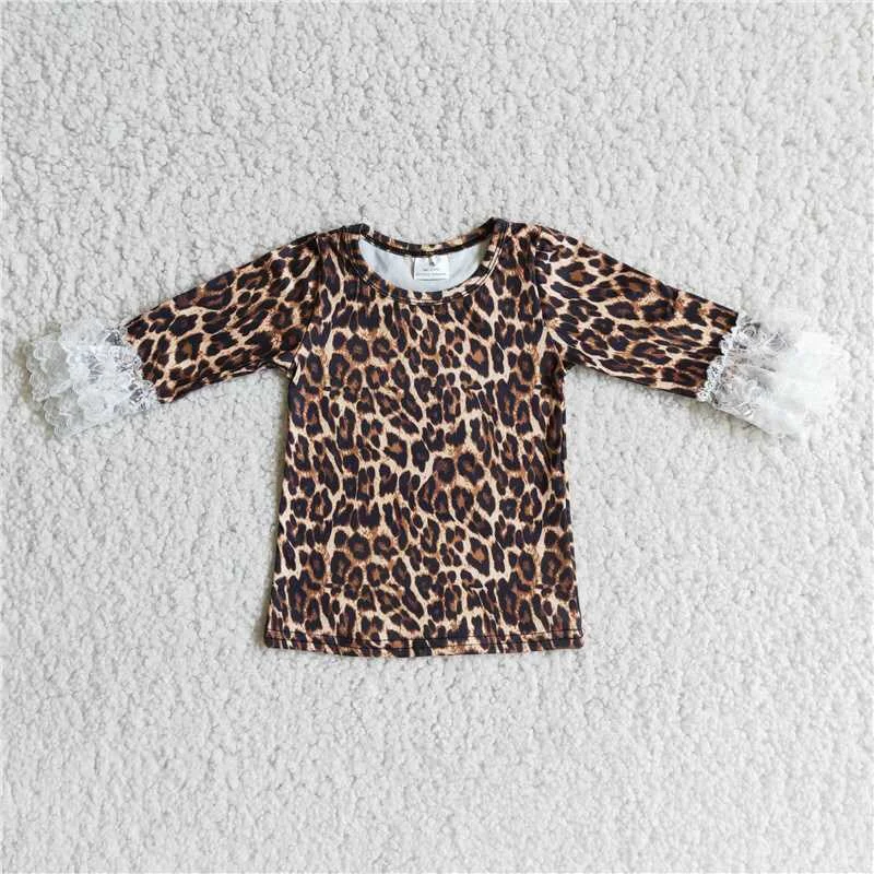 cute graphic tee for ladies -Leopard ruffle top