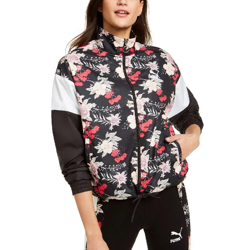 cozy oversized wrap coat for women -Puma Women's Print Blocked Track Jacket Black Size Small