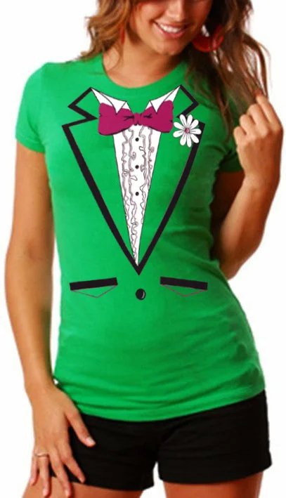 elegant embroidered top for women -St. Patrick's Day Tuxedo Shirt For Girls