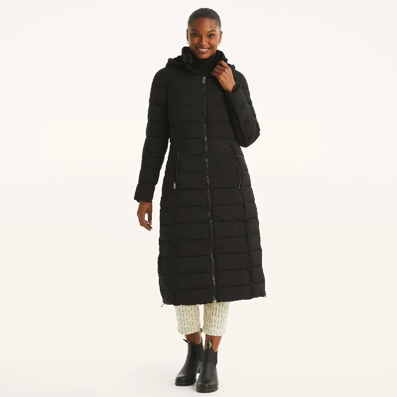 stylish longline coat for women -Nautica Womens Puffer Jacket