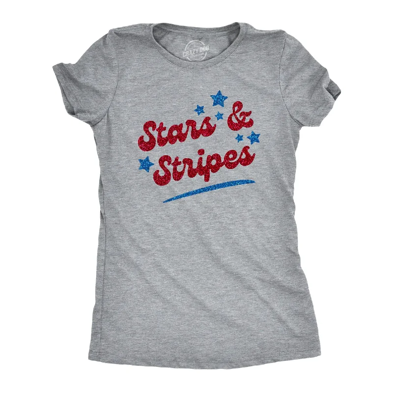 ladies' cold-shoulder top -Stars And Stripes Glitter Women's T Shirt