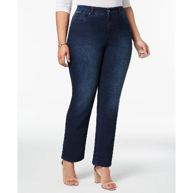 distressed ankle-length skinny jeans -Charter Club Women's Lexington Tummy-Control Straight-Leg Jeans Blue Size 28