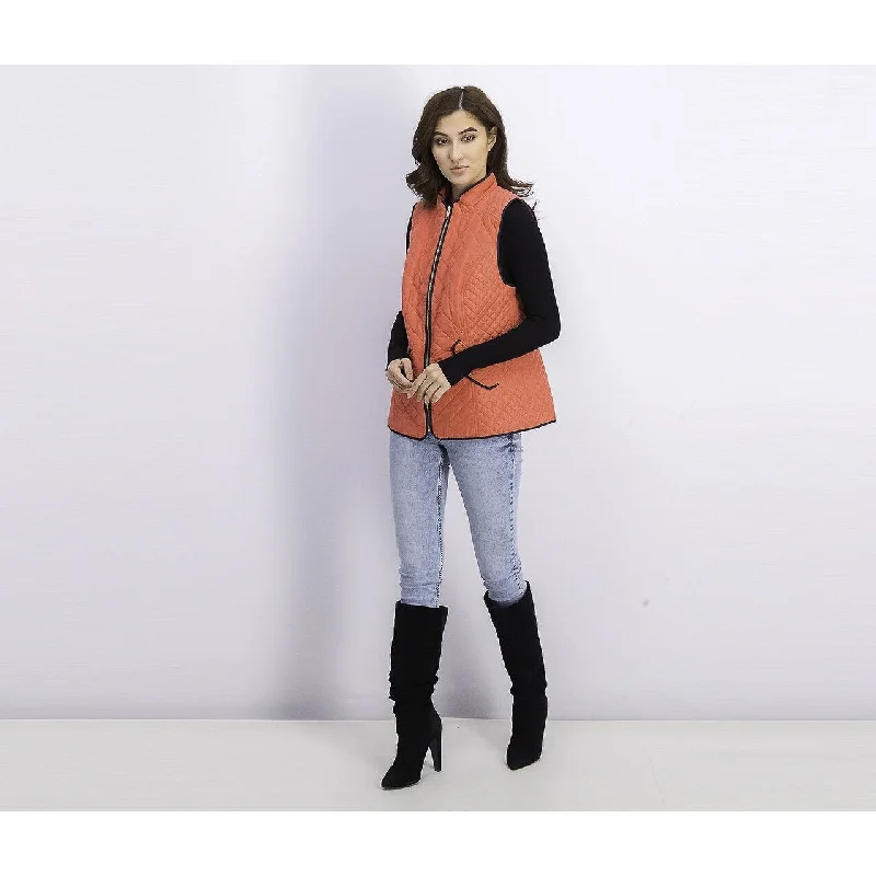 elegant long coat for women -Charter Club Women's Quilted Stand-Collar Vest Coral Size Large