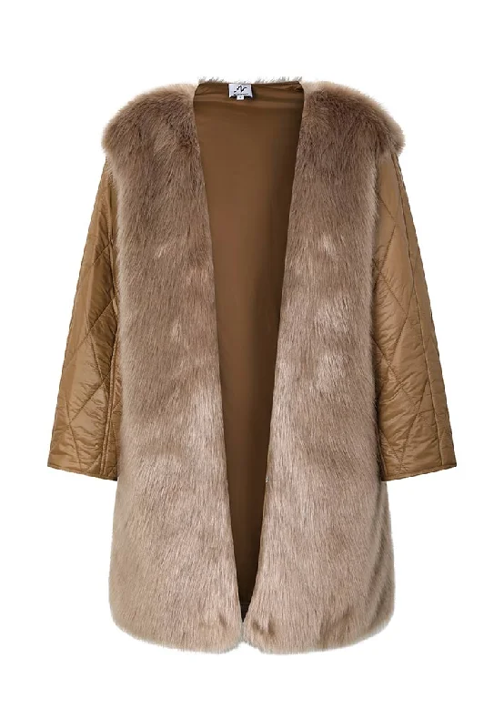 elegant wool cape for women -All-Seasons Faux Fur Parka Lining