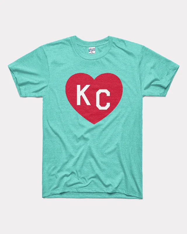 stylish smocked top for ladies -Teal and Red KC Heart T-Shirt