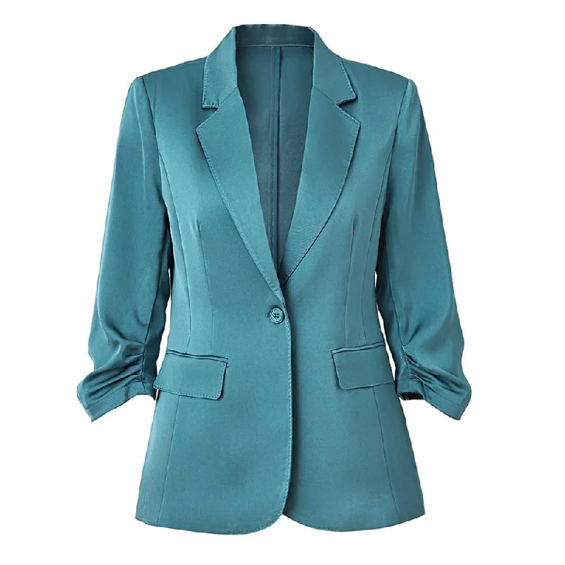 classic camel coat for ladies -Women's Summber Blazer Work Office Blazers One Button Jacket with Pocket