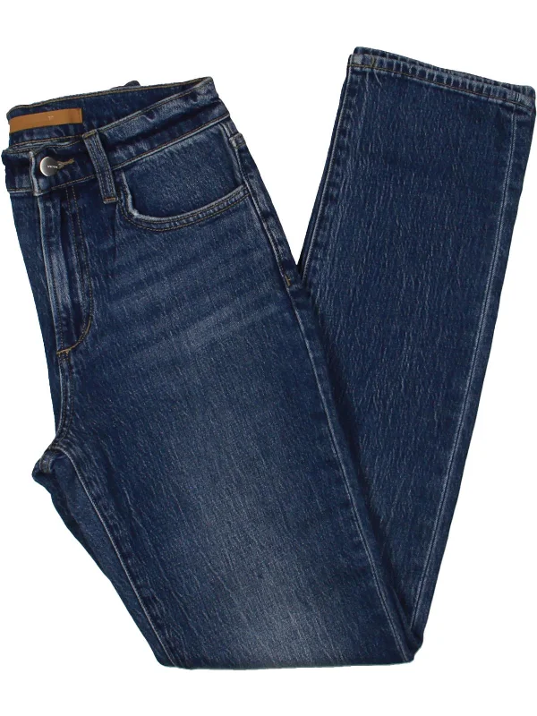 stylish flare-leg denim for ladies -The Runway Luna Womens High-Rise Medium Wash Cigarette Jeans