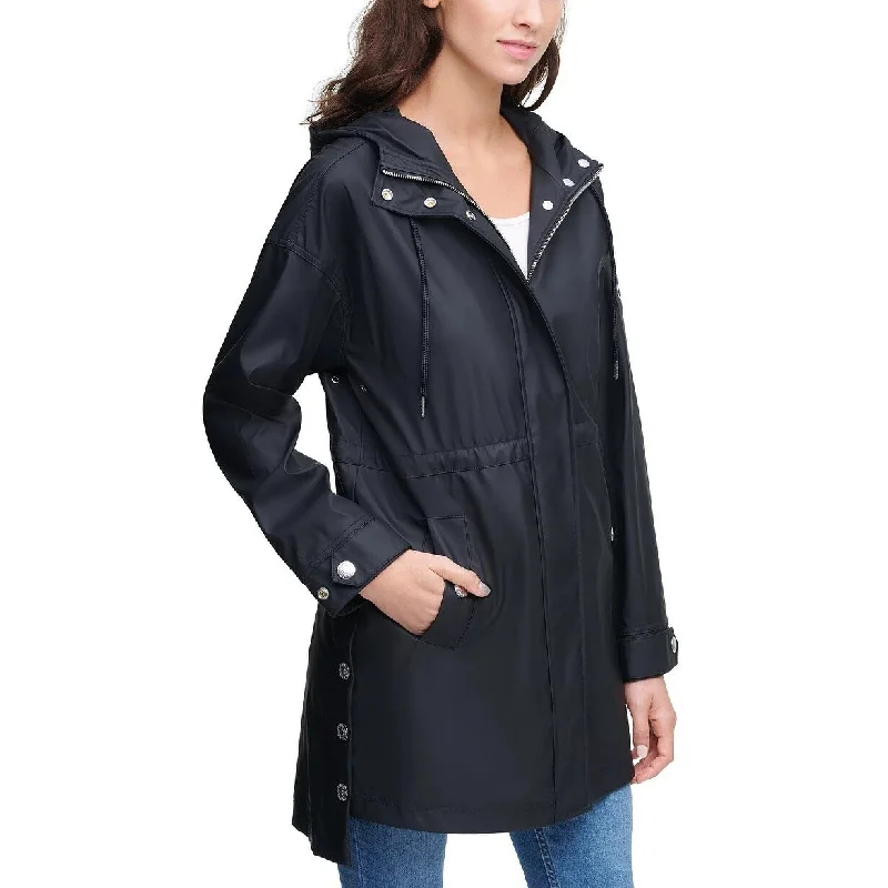 women's double-breasted coat -Calvin Klein Jeans Women's High Low Snap Side Jacket Black Size X-Large - XL