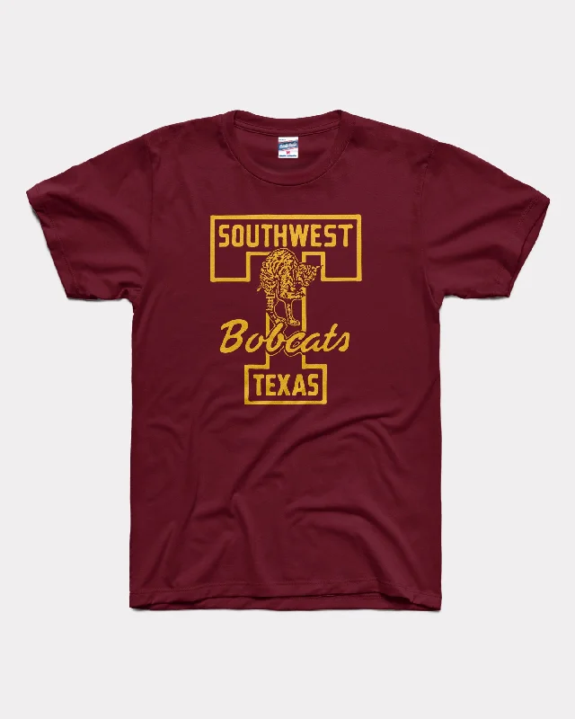 women's sheer mesh blouse -Texas State Bobcats Southwest Maroon T-Shirt