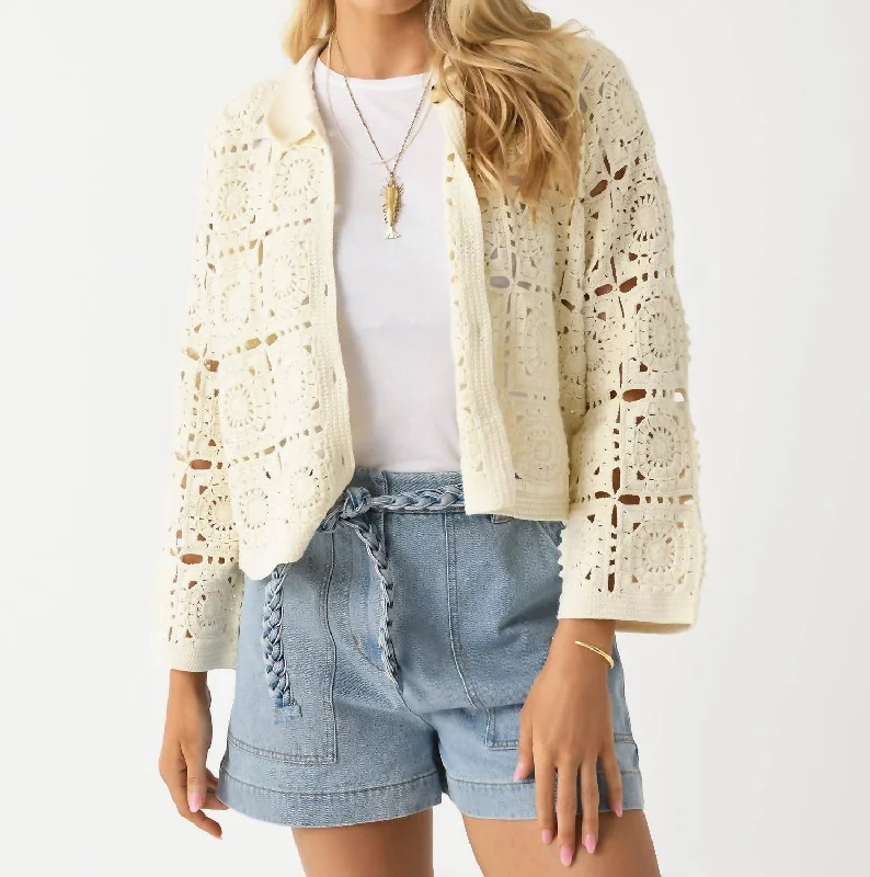 women's outdoor fleece jacket -Tasha Crop Jacket In Ivory