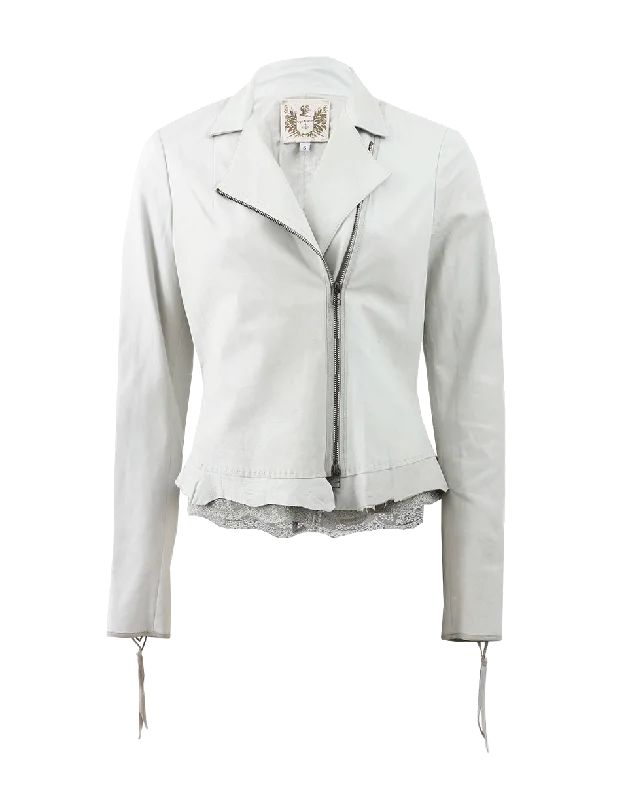 ladies' designer overcoat -Fairy Biker Leather Jacket