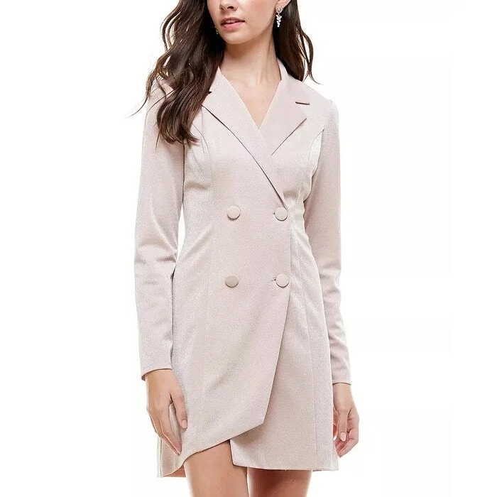 long elegant trench coat for women -City Studios Juniors' Tuxedo Jacket Dress Silver Size Extra Large - X-Large