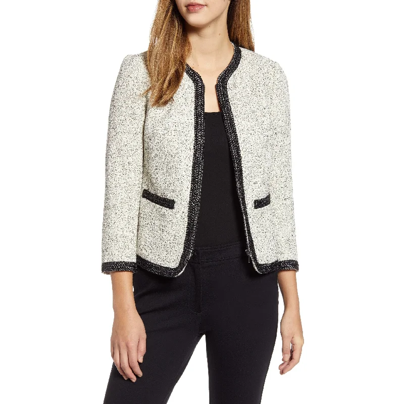 casual oversized shacket for women -Anne Klein Women's Speckled Tweed Jacket White Size 6