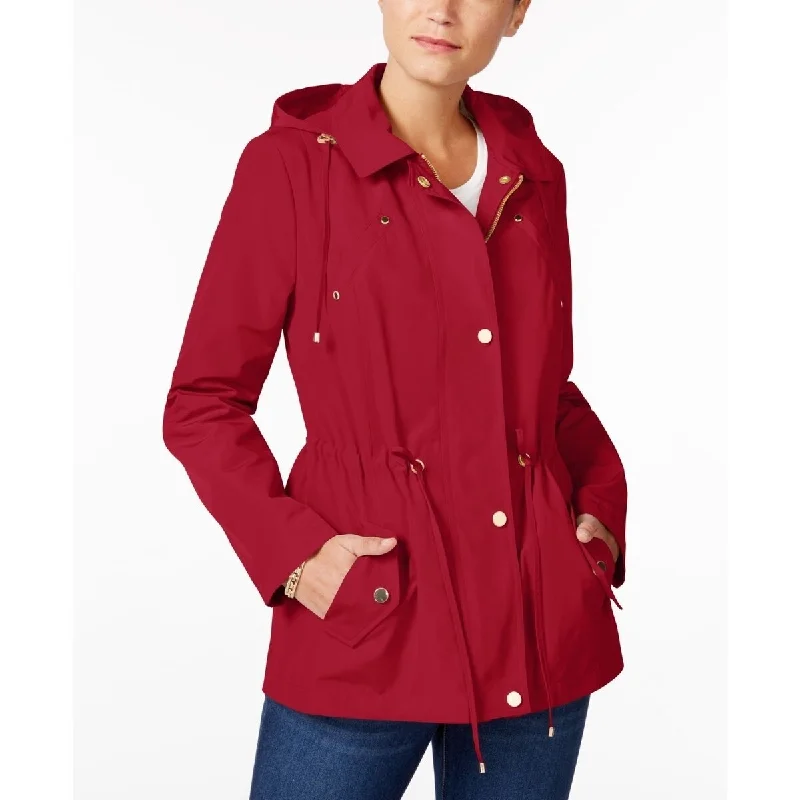 chic oversized blazer for women -Charter Club Women's Water-Resistant Hooded Anorak Jacket Wine Size Large