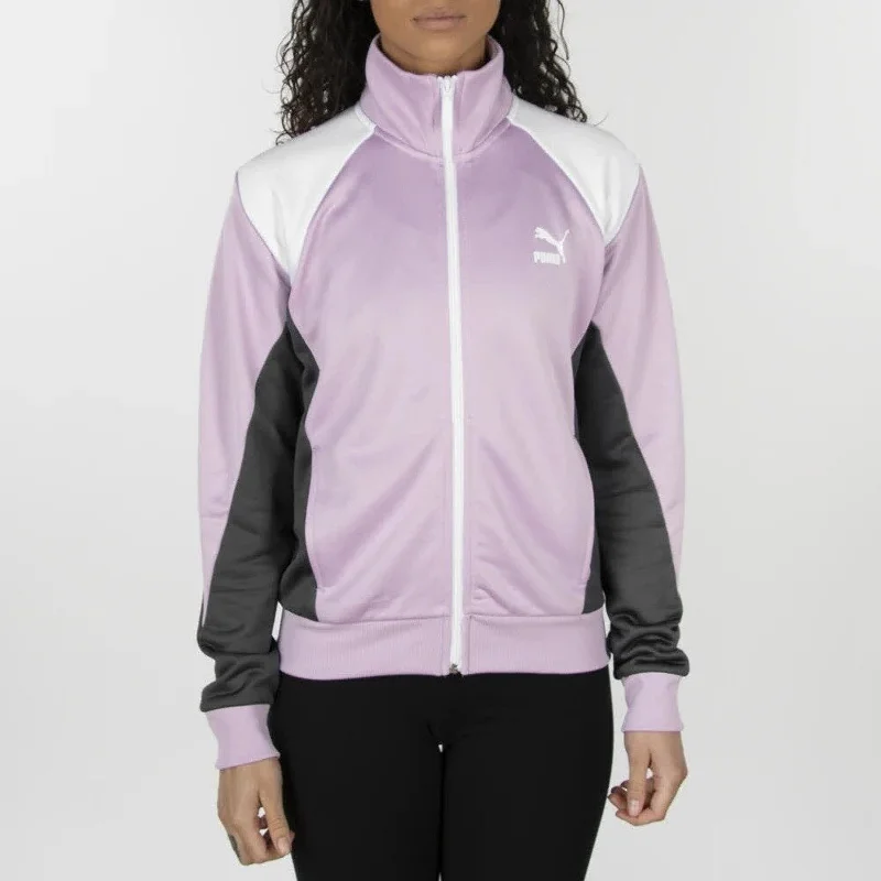 versatile casual coat for women -Puma Women's Colorblocked Track Jacket Purple Size Medium