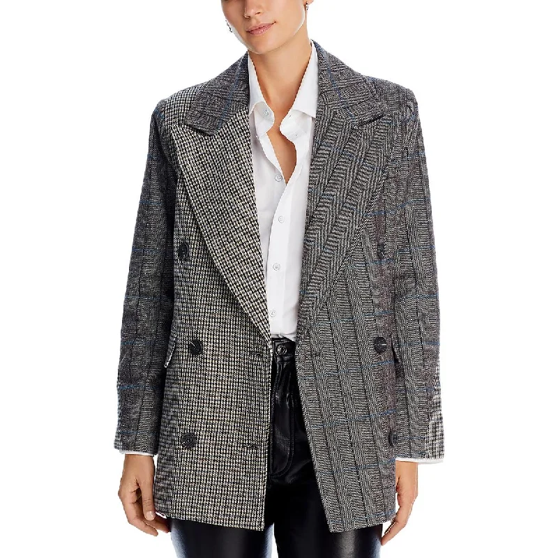 warm alpaca wool coat for ladies -Avec Les Filles Womens Wool Blend Houndstooth Double-Breasted Blazer