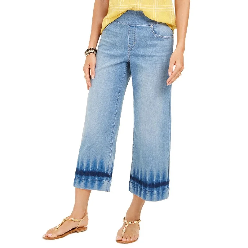 retro wide-leg jeans for ladies -Style & Co Women's Dyed Wide-Leg Cropped Jeans Blue Size Large