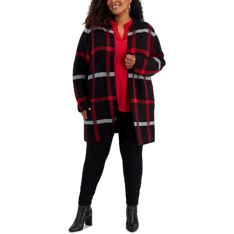 women's reversible coat -Kasper Womens Plus Work Wear Business Open-Front Blazer