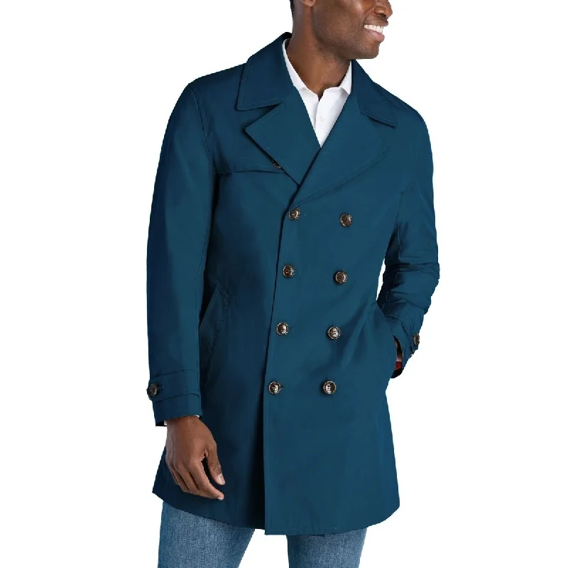 women's relaxed fit blazer -Michael Kors Men's Bennet Double Breasted Cropped Coat Blue Size M - Medium