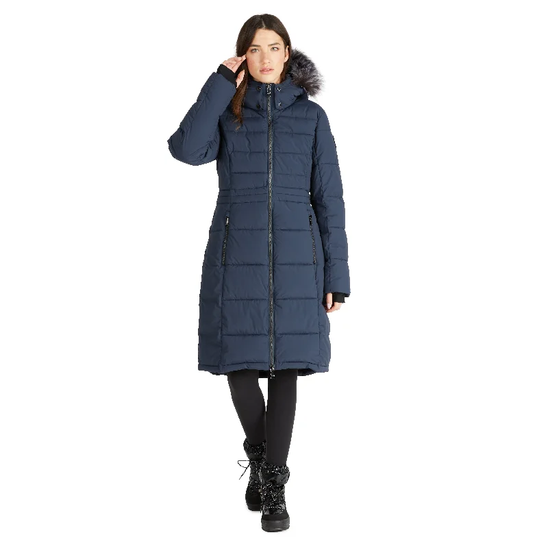 lightweight quilted jacket for women -Pajar Women’s Jupiter Stretch Long Quilted Puffer