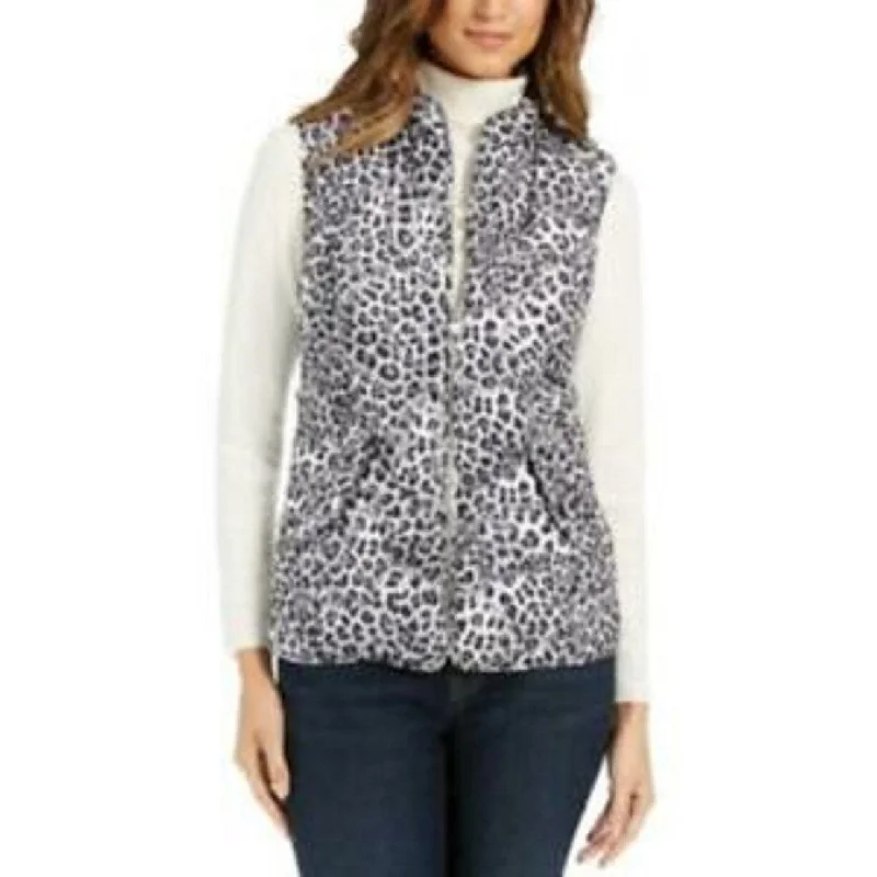 women's relaxed boyfriend blazer -Charter Club Women's Animal-Print Quilted Vest White Size Medium