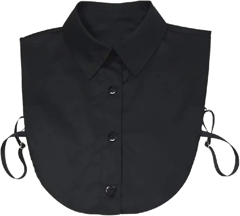 trendy square-neck blouse for ladies -Dickey Faux Collar Top - Black