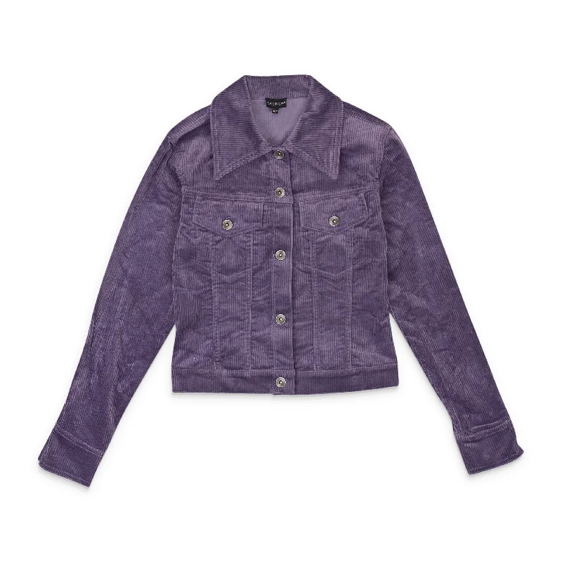 women's biker-style leather jacket -CALLIPYGIAN STRETCH PURPLE CORDUROY JACKET