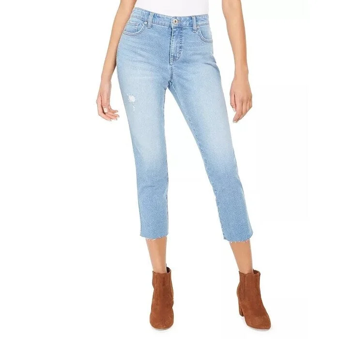 chic cropped ankle jeans for ladies -Style & Co Women's Straight-Leg Cropped Denim Jeans Blue Size 6