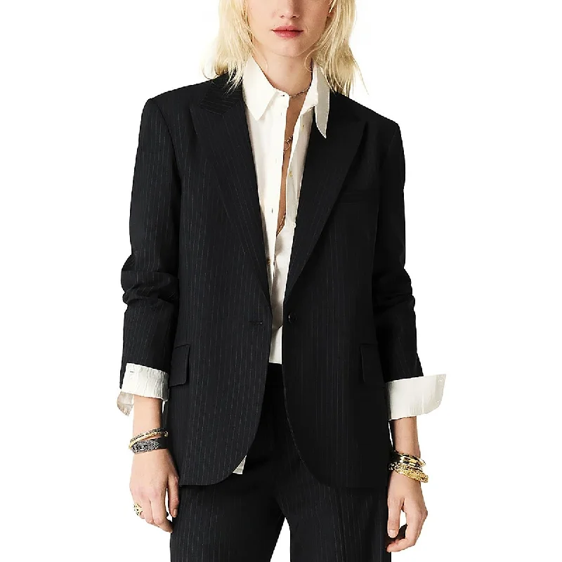 chic oversized blazer for women -BA & SH Womens Payne Wool Blend Suit Separate One-Button Blazer